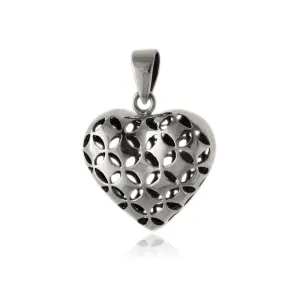 Elegancki srebrny wisior wisiorek duże ażurowe serce serduszko heart srebro 925
