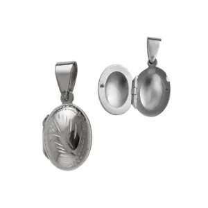 Elegancki owalny otwierany srebrny wisior sekretnik grawerowany wzór srebro 925