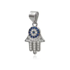 Rodowany srebrny wisior wisiorek dłoń ręka fatimy talizman amulet cyrkonie srebro 925
