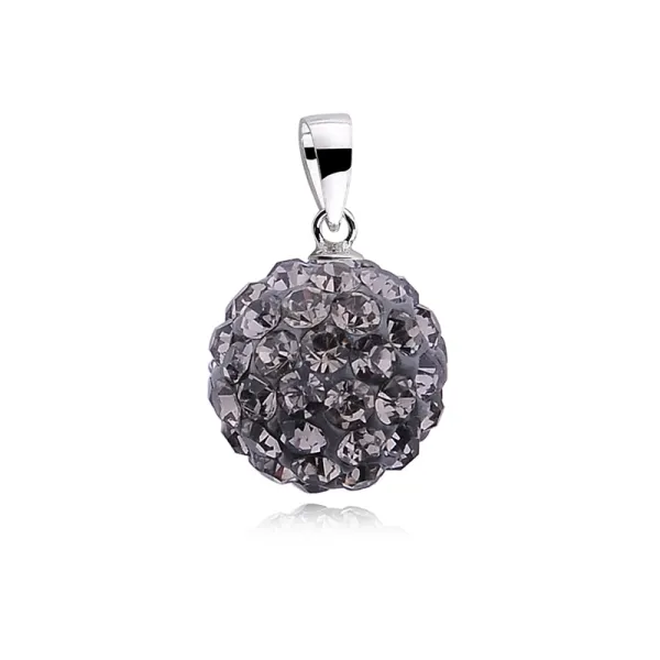 Wisiorek kulka grafitowe kryształki Swarovski 12mm shamballa discoball srebro 925