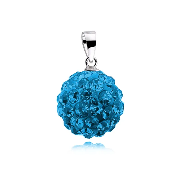 Wisiorek kulka kryształki capri blue Swarovski 12mm shamballa discoball srebro 925