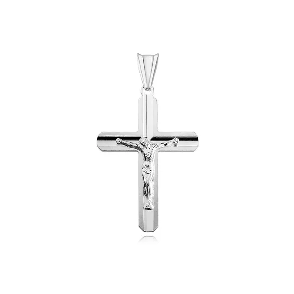 Srebrny rodowany krzyżyk krzyż diamentowany srebro 925