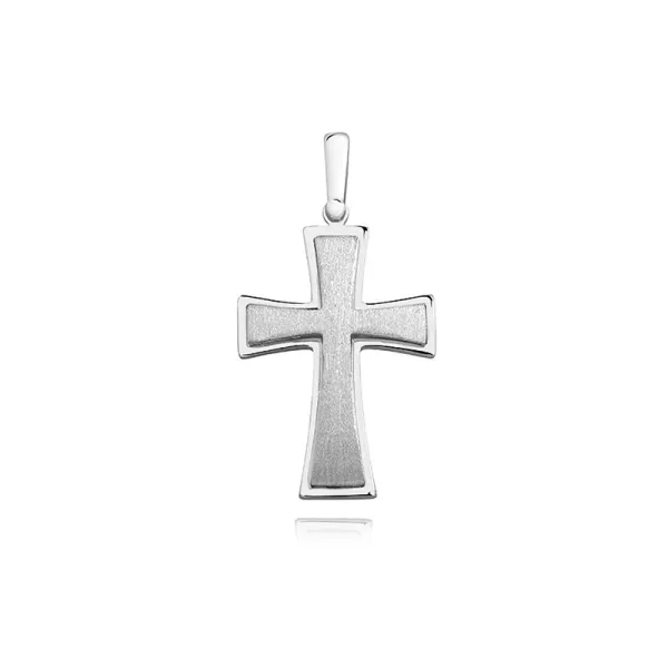 Srebrny rodowany krzyżyk krzyż piaskowany srebro 925