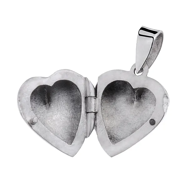 Delikatny srebrny otwierany wisiorek puzderko sekretnik gładkie serce srebro 925