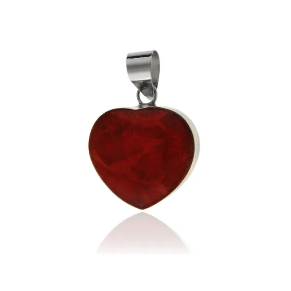 Delikatny srebrny wisiorek z koralem czerwony koral serce serduszko heart srebro 925