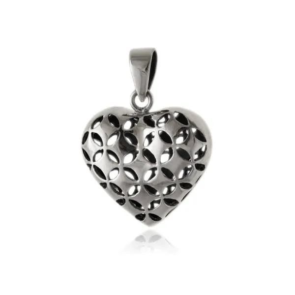 Elegancki srebrny wisior wisiorek duże ażurowe serce serduszko heart srebro 925